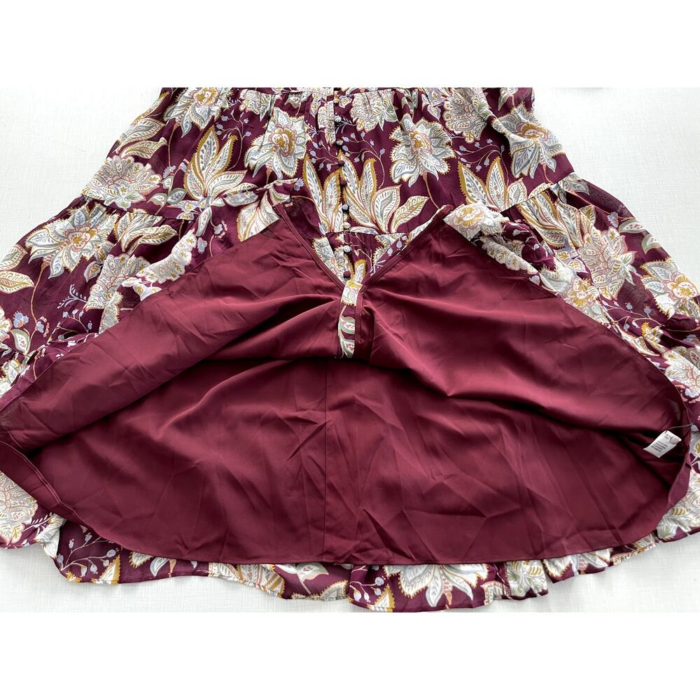 Yumi Kim Sz M Frida Maxi Dress Maroon Paisley Cinch Waist Wedding Guest Feminine - Picture 11 of 16